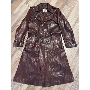 Matador Vintage Leather Trench Coat Made In Spain Burgundy